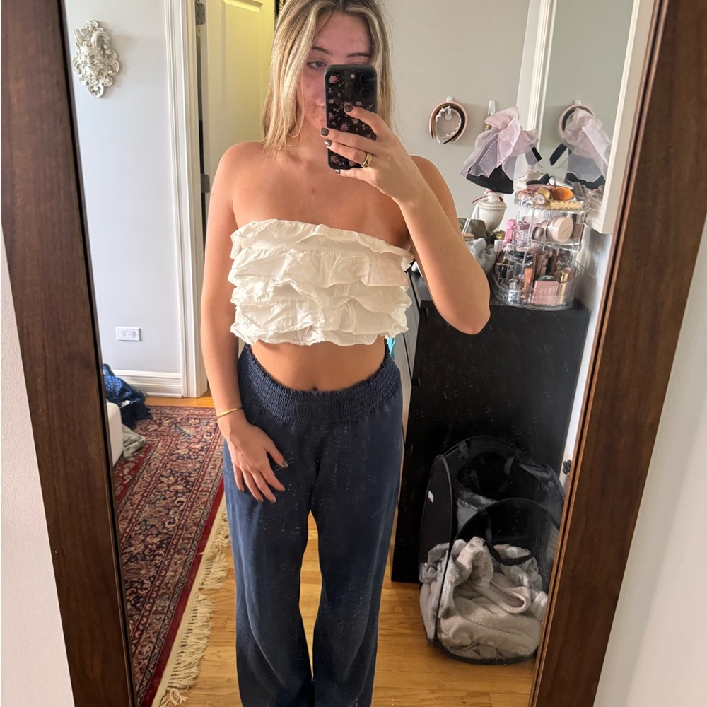 Strangers and lovers ruffle crop top